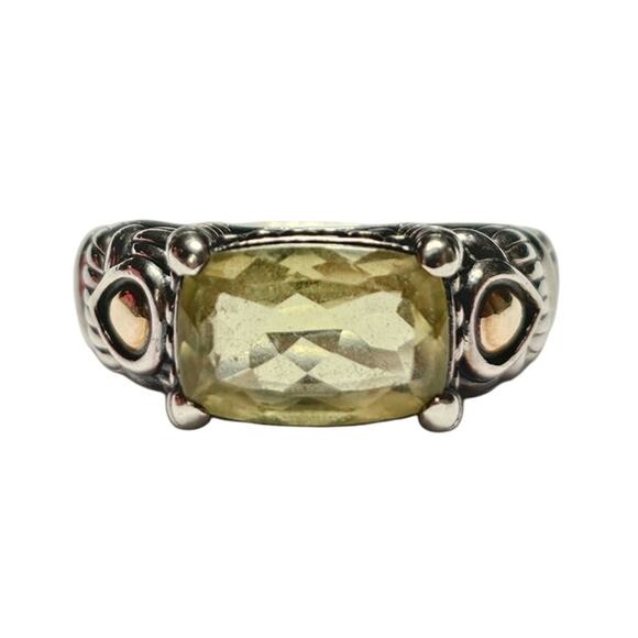 JAI Sterling & 14K Green Quartz Ring, Size 11.25 - Picture 1 of 7